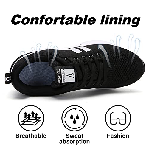 AONEGOLD Sneakersy z klinem, damskie, buty sportowe, sportowe, oddychające, wygodne, sportowe, do biegania, buty rekreacyjne (kolor czarny, rozm. 37), Czarny 1298, 37 EU