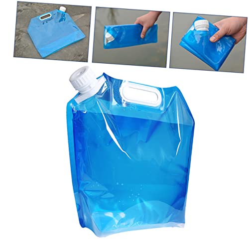 POPETPOP Folding Water Container Portable Storage Tote Bag for Outdoor Camping Hiking Travel Collapsible Design Convenient for Emergency Water Needs Lightweight Blue