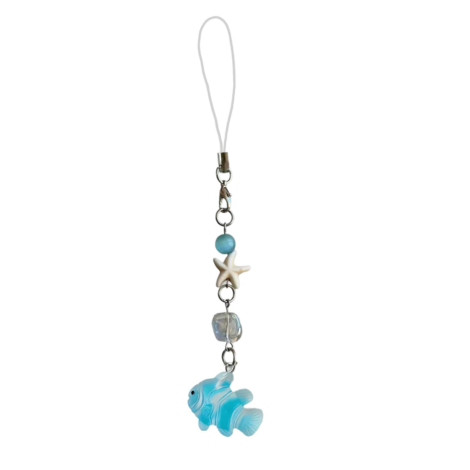 NEWFT Elegant Phone Charm Beaded Star Mobile Chain Fish Pendant Bag Accessory Stylish Bag Pendant Perfect for Any Occasion