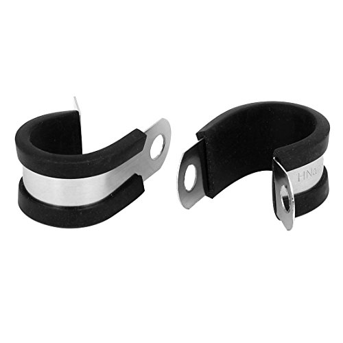 Aexit 22mm Dia Clamps EPDM Rubber Lined P Clips Water Pipe Tube Clamps Strap Clamps Holder 2pcs