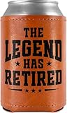 Retirement Gifts for Men 2026 - Gifts for Men, Him, Dad, Husband, Grandpa - The Legend Has Retired Leather Can Cooler Sleeves Holder 12Oz - Best Retirement Gifts for Coworkers