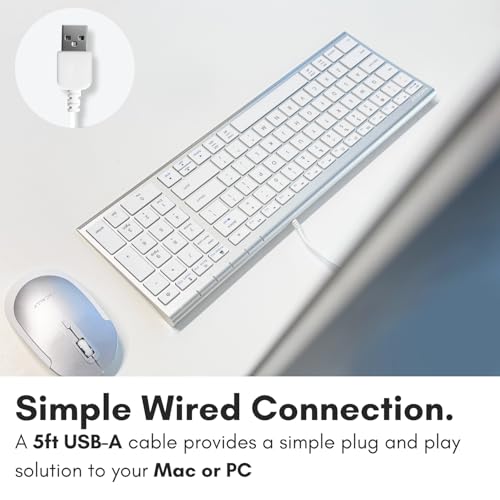 Macally Wired Keyboard for Mac, Compatible Apple Keyboard with Numeric Keypad - Slim, Space-Saving Design for, MacBook Pro/Air Laptop, iMac Replacement