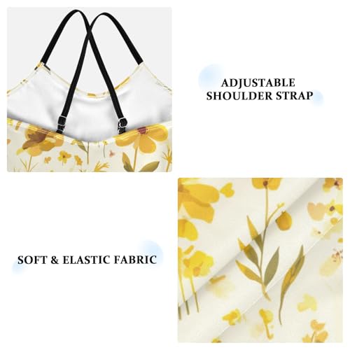 KLL Embroidery Bee Butterfly Flowers Watercolor Toddler Girls 1 Piece Swim Suit Summer Swimwear Adjustable Strap Quick-Dry3