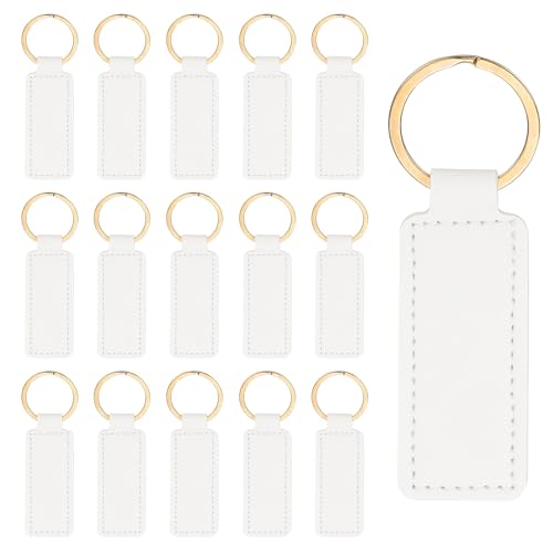 PATIKIL 16pcs Leather Keychain Blanks, 72mm Sublimation Keychain Blanks PU