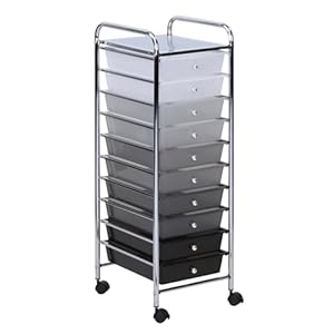 Honey-Can-Do 10 Drawer Cart, Shaded CRT-05255 Assorted