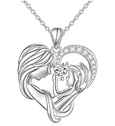 lorajewel Mutter und Tochter Kind Kette Damen Halsketten mit Sterling Silber 925 5A Herz Zirkonia...