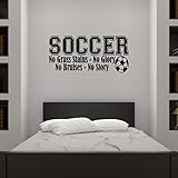 Empresal Soccer Sports Vinyl Wall Decal Children Decor No Grass Stains Glory Boys Room Art Lettering...