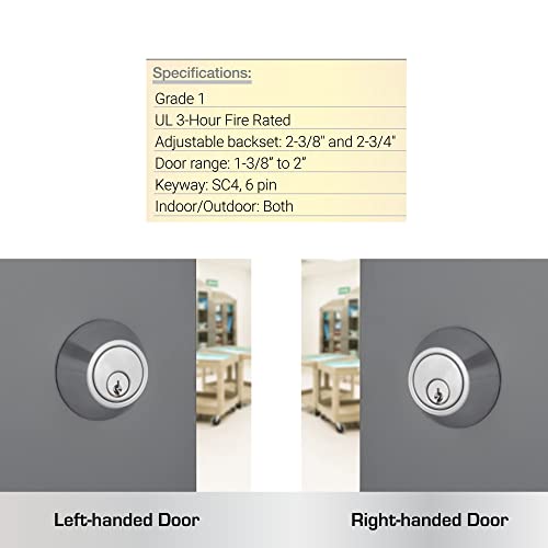 Brinks Commercial - Single Cylinder Deadbolt Lock, Satin Chrome Finish - Meets Ansi Grade 1 Standards And Has 3-Hour Ul Fire Rating #TOP7