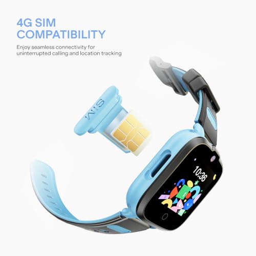 Image of boAt Sailor Nav Kids Smartwatch with 2-Way Video & Voice Calling, Real Time Location Monitoring via Google Maps, Geofencing, 4G SIM Compatible, Parental Control, SOS, Smartwatch for Boys (Sky Blue)