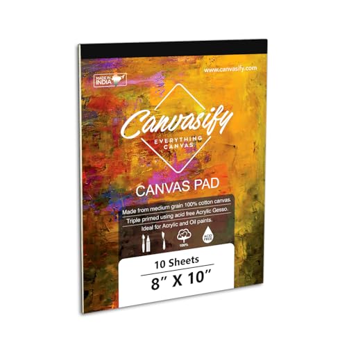 Image of Primed Cotton Canvas Pads for Oil Acrylic Painting- 08 inch X 10 inch (10 Sheet)