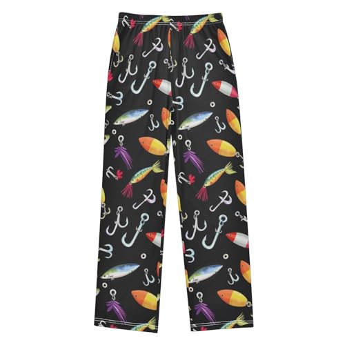 IHCVHQX Pajamas Pants Fishing Lures Fish Hooks Elastic Waist PJ Bottoms Comfy Lounge Long Pants L