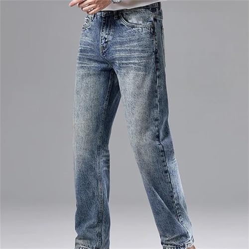 Men's Spring Fall Jeans – Straight Wide-Leg Washed Loose Denim Pants4