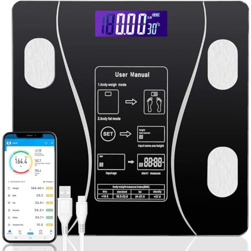 Balança Digital Bioimpedância de Gordura Corporal Bluetooth Balança Inteligente para Banheiro com IM