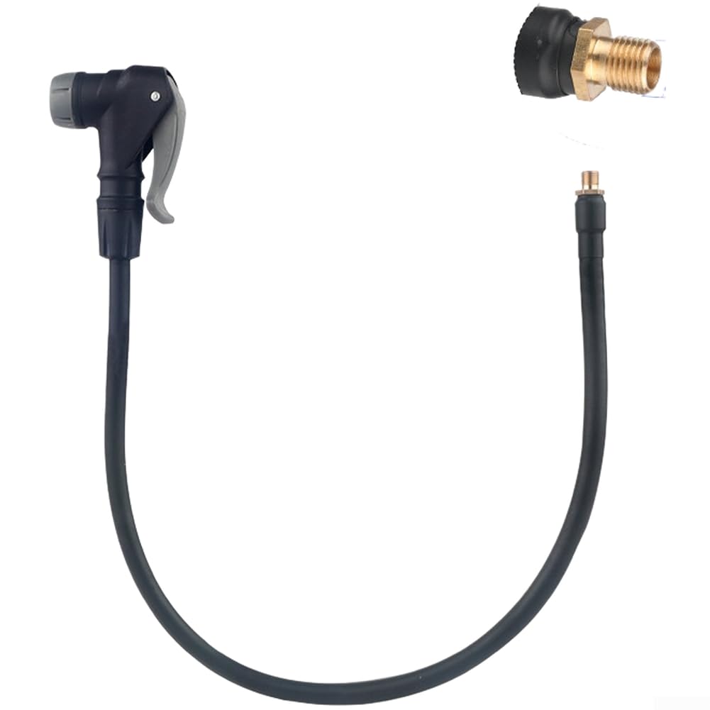 Tubo di prolunga per pompa bici valvola Presta in gomma EPDM con raccordi ottone flessibile 50 cm nero