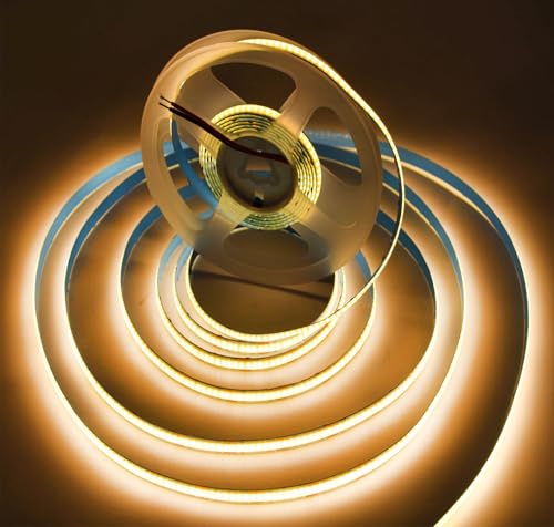Image of LED Strip Lights COB 16.4ft AC110-130V Waterproof IP44 Warm White 3500K | Dimmable 30000LM Super Bright 1200 LEDs / 2 Times Brightness Than 12V COB Strip Lights Tape Ribbon / Kitchen Cabinet Lighting