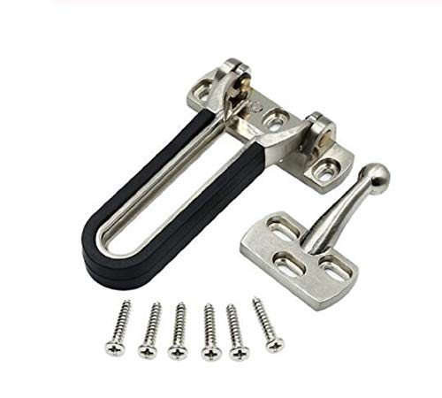 Home Security Door Lock, 2 Pack Front Door Locks for Kids, Home Reinforcement Latch Guard Clasp for Swing-in Doors, Thicken Solid Aluminium Alloy, Satin Nickel