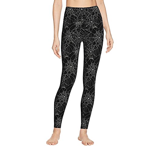 Women High Waisted Leggings Halloween Black Spiderweb Pattern Yoga Pants Tummy Control for Running Sports3