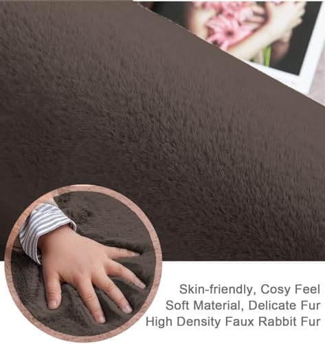 Image of Super Soft Rabbit Fur Silk Wool Carpet Thick and Washable Area Rug for Living Room and Bedroom (Brown, 6 x 9 Feet)