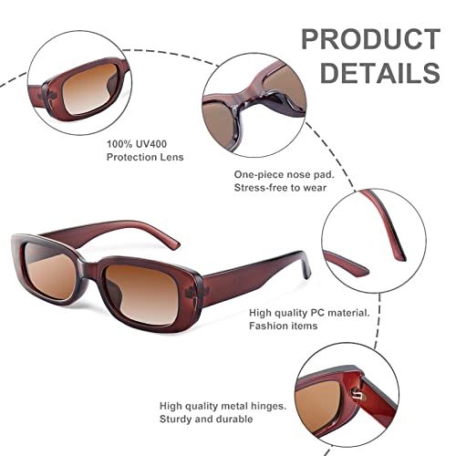Image of JASPIN Rectangle Sunglasses for Women Men Trendy Y2k Retro 90s Sun Glasses UV Protection Cool Square Frame