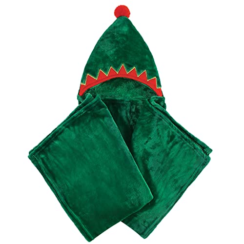Image of Hudson Baby Unisex Baby and Toddler Hooded Animal Face Plush Blanket, Elf, One Size