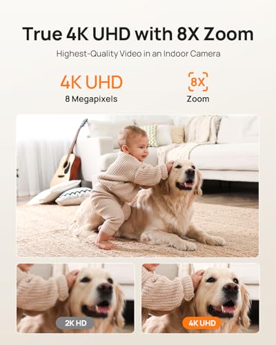 Anona 4K UHD Indoor Camera, Pet/Dog/Baby Security Camera with Phone App, 360°Pan-Tilt, 5G/2.4G Dual-Band Wi-Fi 6, Auto-Tracking, Person/Pet/Baby Crying Detection, Privacy Mode, Two-Way Audio, 2 Pack - Image 3