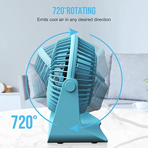 Honyin 5'' Small Usb Desk Fan, 3 Speeds Desktop Table Cooling Fan, 360° Rotatable, Strong Wind, Quiet Personal Little Fan Powered By Usb For Bedroom Home Office #TOP5
