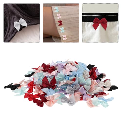 Mini lazos de cinta satinada TOYANDONA, 360 piezas multicolor para costura y manualidades 6