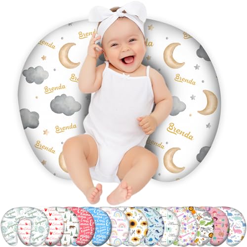 Custom Baby Nursing Pillow Cover Personalized Name Moon Theme Breastfeeding Pillow Cover for Baby Boys and Girls