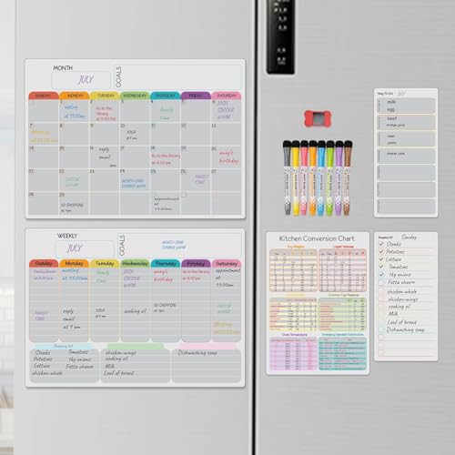 Hivillexun Magnetic Dry Erase Calendar Whiteboard Set (5-Pack) – Includes ...