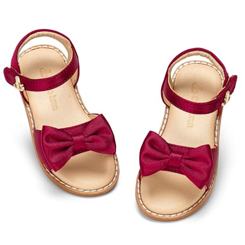 Image of THEE BRON Toddler Girls Sandals Wedding Flower Girl Dress Shoes Open Toe Flats