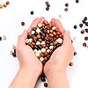 Secmity 140pcs Large Hole Wooden Beads for Crafts, 5 Colors Vintage Unfinished Wood Hair Bead 9X10mm Wooden Loose Spacer Beads for Macrame Decorations DIY Jewelry Making, Bracelets #3