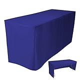 4LESS 6' Fitted Tablecloth Table Cover Trade Show Event Open Back Side - 3 Sided Royal Blue
