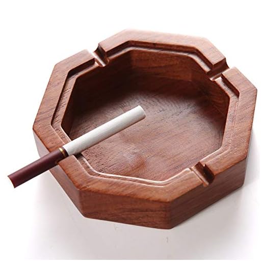 QMFS Ceniceros con Tapa, Ceniceros Originales, Cenicero con Tapa Palo de Rosa Polígono Pitillera de Madera Regalo Creativo de Cigarro