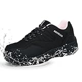 ROVELLIA Waterproof Hiking Shoes Women Fashion Sneakers Tennis Walking Shoes Non-Slip Grip Ankle Support, Durable Comfort for Trekking, Trail Running, and Outdoor Adventures (Pink-38)