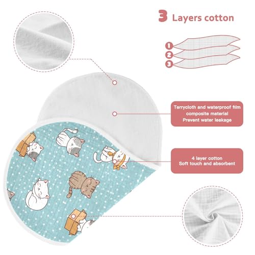 2 Pack Muslin Burp Cloths Cats Cute Cotton Baby Burp Cloths Extra Absorbent and Soft Spit Up Rags for Newborn Boys Girls, Large 22" x 11"3