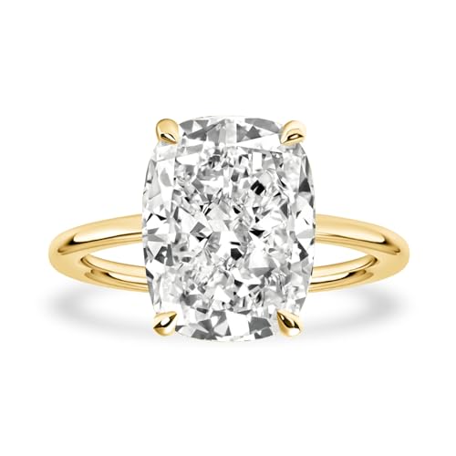 4.5CT 5A Grade Cushion Cut Zirconia Engagement Ring for Women, 18K White Gold Plated Sterling Silver Promise Ring