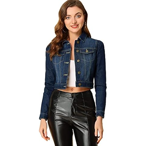 Allegra K Chaqueta de mezclilla corta para mujer Cover