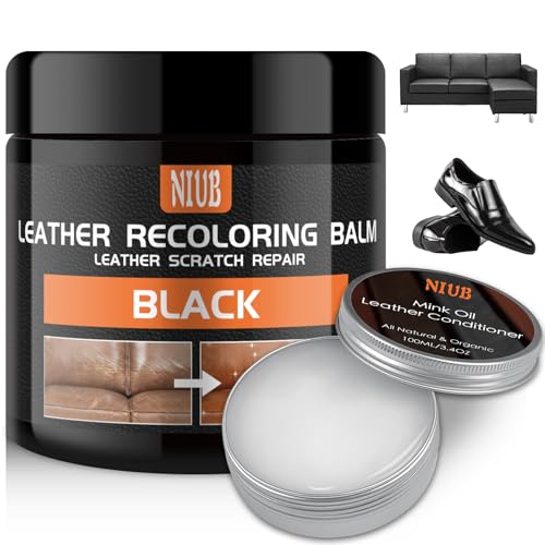 NIUB Cuero Líquido Reparador, Reparador Cuero Negro, Líquido Restaurador del Color del Cuero de Gran Capacidad de 240 g para Les Produits en Cuir - Contiene Aceite acondicionador