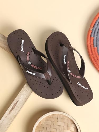 Image of Duosoft Flip Flop for Women | Soft Comfortable | Breathable | Fashionable | Stylish | Trendy | Super Soft | Lightweight | Anti-Slip Sole | Indoor & Outdoor |DW-31-Brown