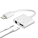 iPhone Headphone Adaptor, Dual Lightning Adapter & Splitter, 2 in 1 Aux Headphone Jack Audio & Charge Cable Adapter, 3.5mm Lightning Adapter for iPhone7/7Plus/8/8Plus/X, Support iOS 11 and Before