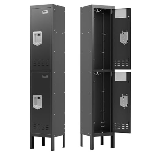 Metal 2-Door Steel Storage Locker with Lock (Black)