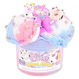 Pink Cow Cloud Slime, Scented Slime with Cute Donut Cow Charms and Rainbow Cloud Add-ins, Birthday Gifts for Kids 4-12, Party Favors for Girls and Boys, Super Soft Sludge Toy