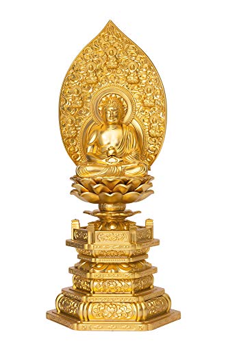 仏像 薬師如来座像 21cm(金メッキ/24金) 仏師:牧田秀雲 原型_『天台宗・真言宗・臨済宗』 高岡銅器 (やくしにょらい座/XL)