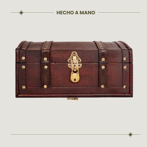 Brynnberg - Pirate Treasure Chest Storage Box - Flanders 12X7.9X6 - Durable Wooden Treasure Chest With Lock - Unique Handmade Decorative Wood Storage Box - Vintage Wood Chest Box - The Best Gift #TOP1