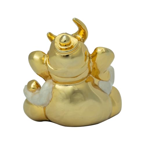 Image of Pearl White Chanda Ganesha Ganesh Ganpati Bappa Idol Statue murti for Car Dashboard, Home Decor, Office & Gifting | Height 2.5 Inch