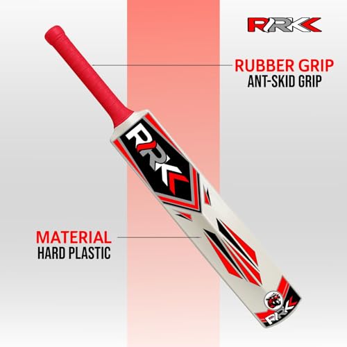 Image of RRKK Heavy Duty Plastic Cricket Bat Full Size (34 inch X 4.5 inch Inches | Premium Lightweight PVC Tennis Bat with Grip | Durable Turf Bat for Gully Cricket | All Age Group | (Red)