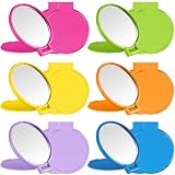 Jetec 12 Pieces Compact Mirrors Bulk Gifts Mini Vintage Pocket Mirrors for Purse Small Portable Folding Round Makeup Stuffs for Travel Daily Use Party Favors Women (Bright Colors)