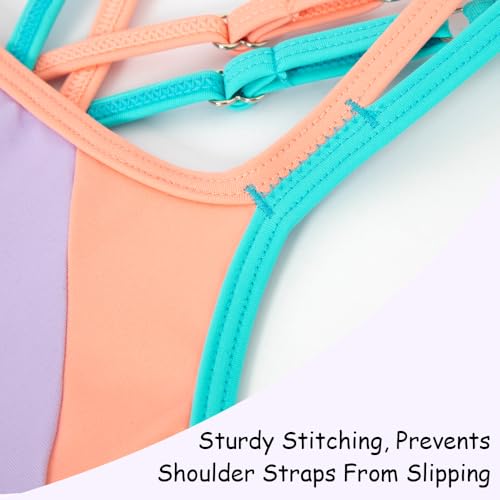 Image of Belovance Girls Swimsuit One Piece Swimwear Adjustable Straps Back Cutout Athletic Sport Kids Tween Bathing Suit 5-14 Years