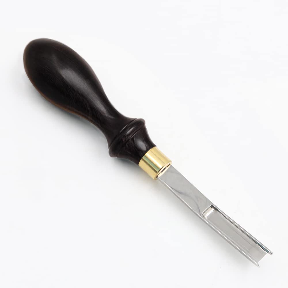 YVOKERN Leather Edge Bevelers, with Polished Ebony Handle, French Wide Mouth Sharp Skiver Edge Skiving for Leather Craft DIY Cutting (8MM)
