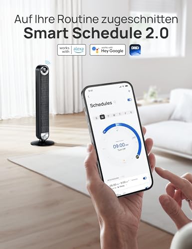 7. Bild von Dreo Smart Leiser Turmventilator mit Kühlung, 106cm WiFi Alexa Tower Fan, 90° oszillierender Ventilator, Fernbedienung 9-Geschwindigkeit 4 Modi 12 Std Timer Sprachsteuerung, Cruiser Pro T2S, Schwarz 106cm